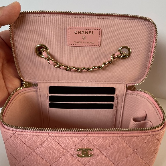 🆕 Chanel Rectangular Vanity 22C Sakura Pink Caviar with Gold Hardware - Picture 8 of 10